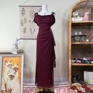 90s Y2k Glitter Off Shoulder Ruched Formal Dress Romantic Goth Sexy Vampire 6